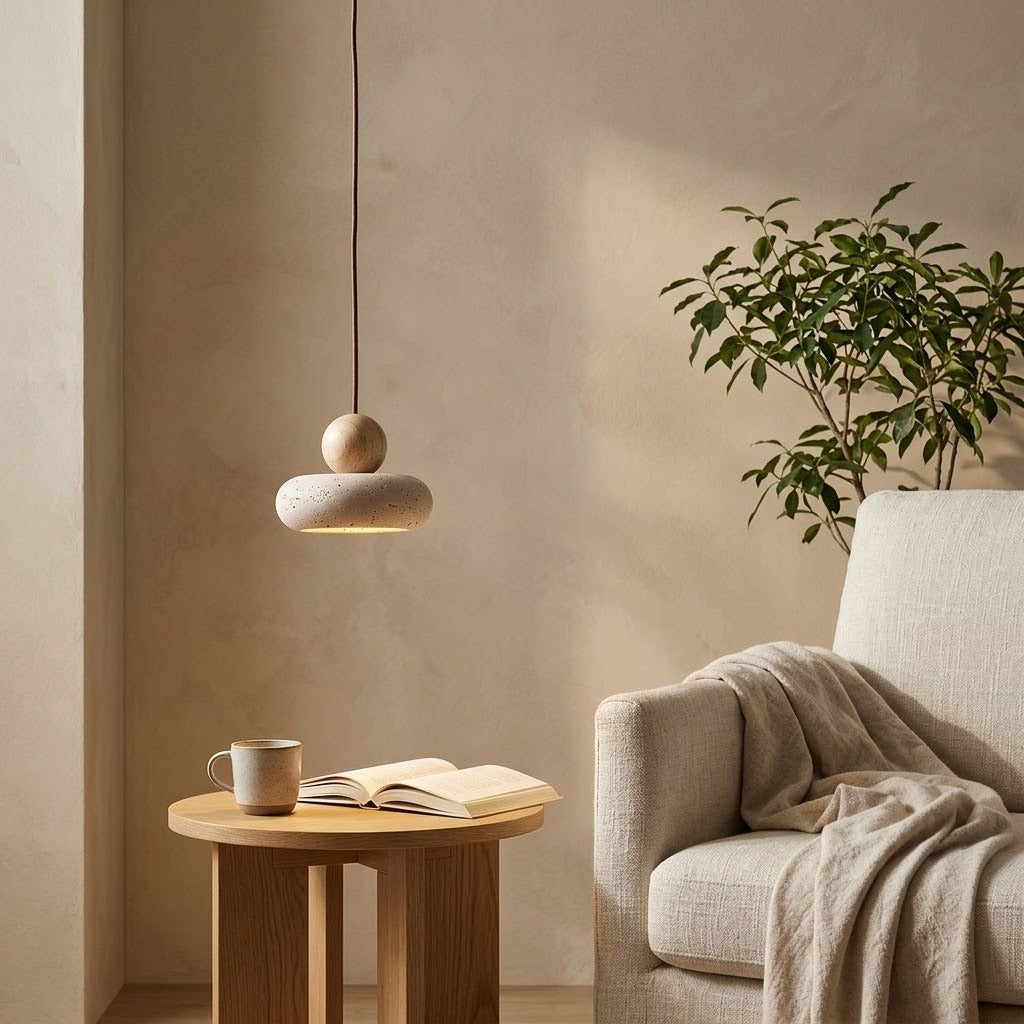 Petite suspension champignon au-dessus d'un coin lecture